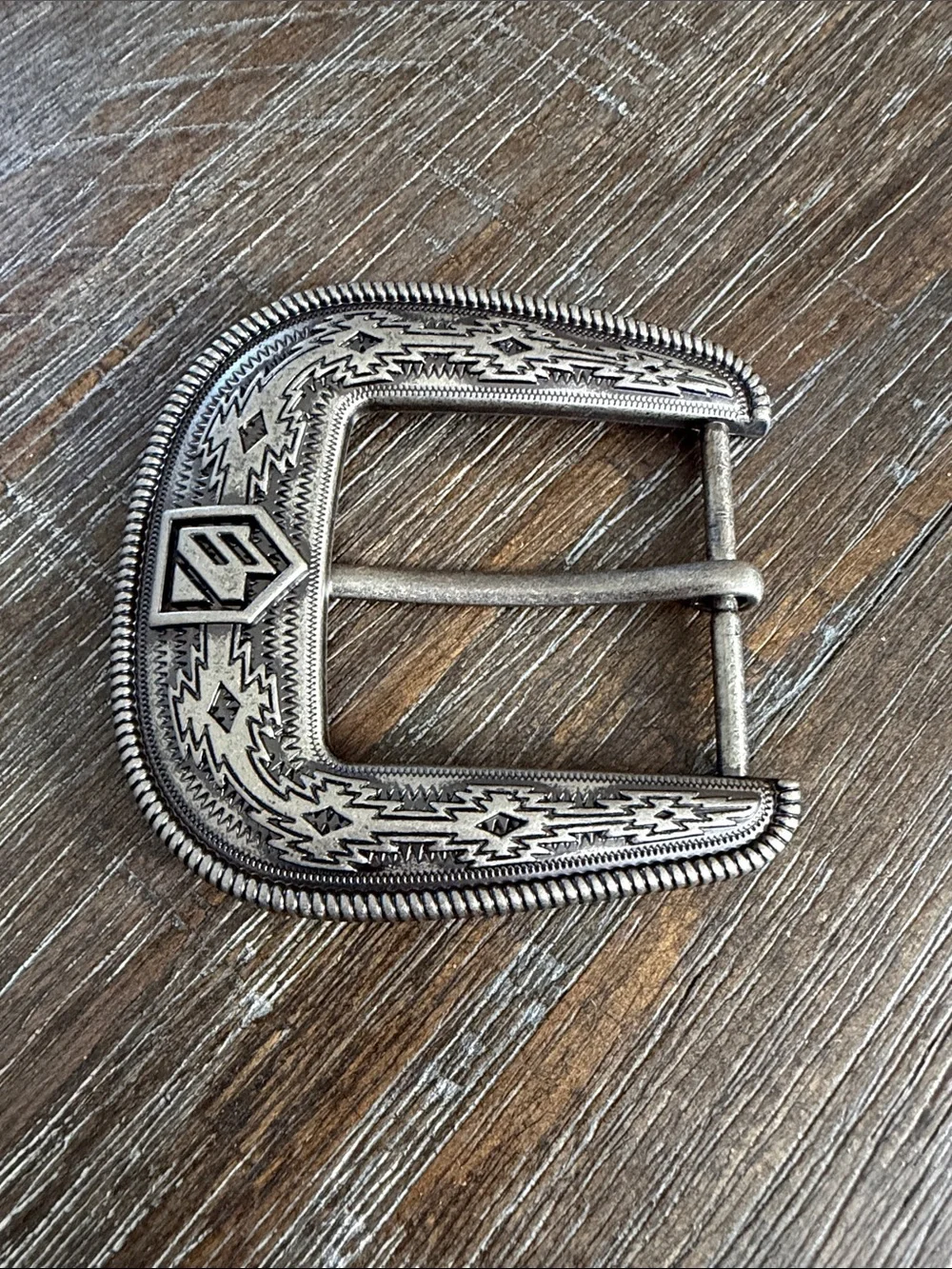 RANK 45 Silver Tone Western Engraved Belt Buckle fits 1 1/2
